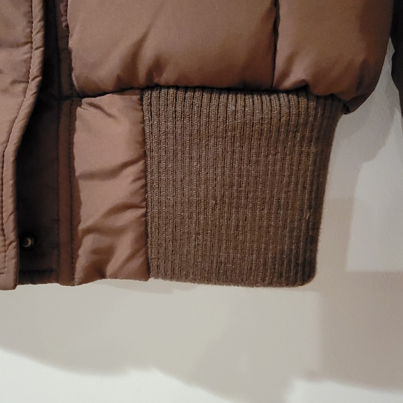 Y2K Static Puffer Crop Brown Wonter Jacket Coat Size L - Picture 12 of 13